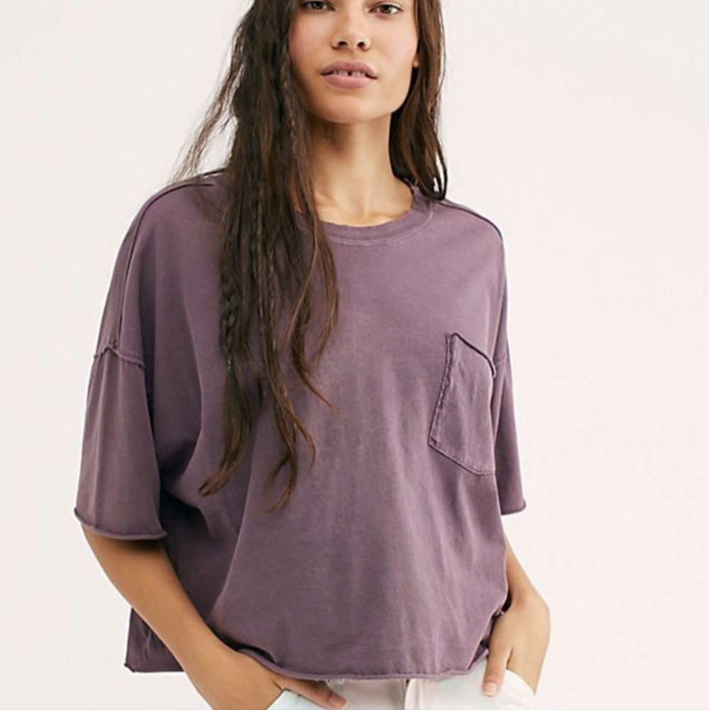 We the Free by Free People Brand New Medium Plum purple shirt loose fit crop